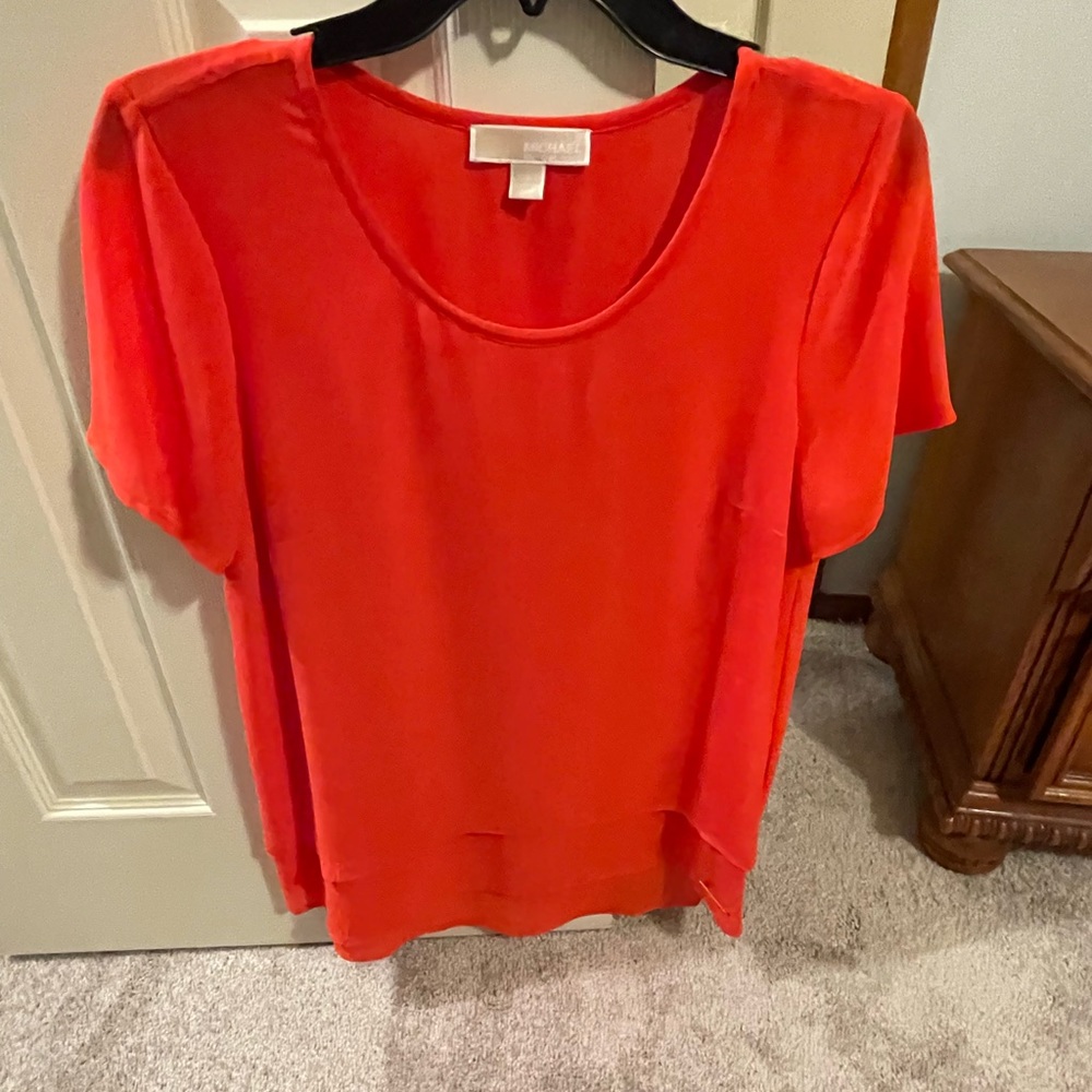 Michael Kors red/orange blouse/top sz S